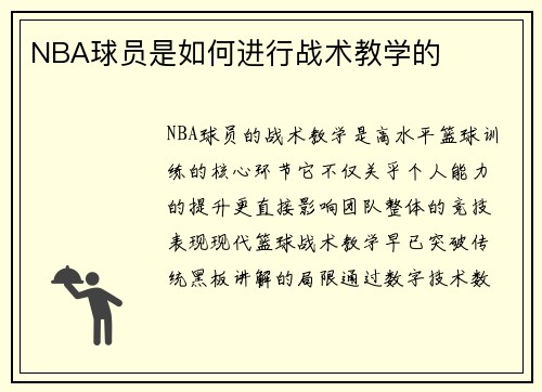 NBA球员是如何进行战术教学的